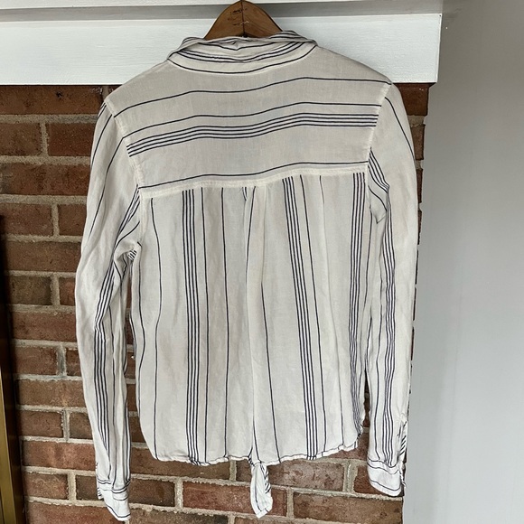 Linen Striped Tie Button Down - Picture 3 of 5